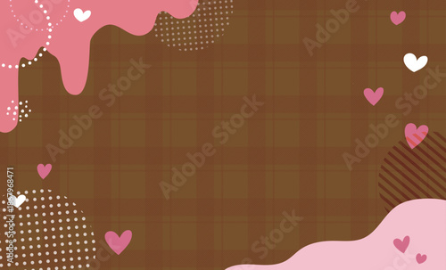 いちごチョコバレンタインハート背景イラスト素材