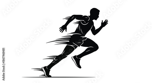Dynamic silhouette of a runner in motion, conveying speed and athletic performance