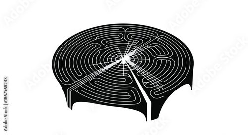 Intricate circular maze design with radiating lines, symbolizing complexity and challenge