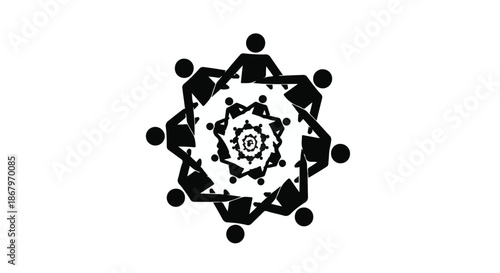 Diverse group of people forming a connected circle, symbolizing unity and teamwork.