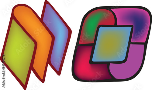 Modern Geometric Colorful Shape Vector logo with Center Abstract art, creative Symmetric Design.