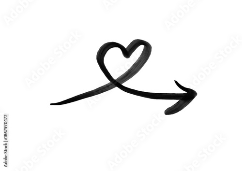 Hand drawn heart arrow illustration