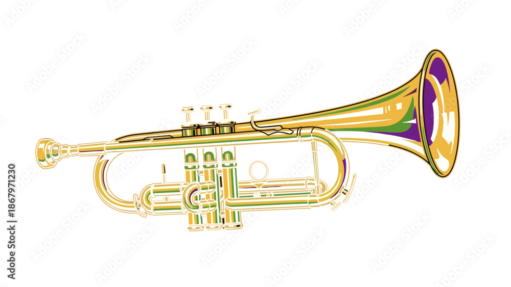 Naklejka premium Golden trumpet musical instrument