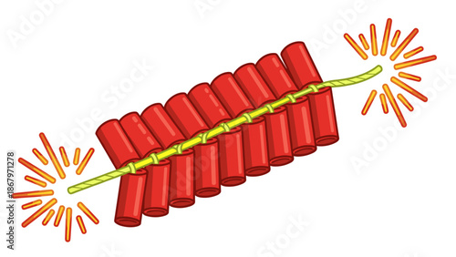 Firecracker firework explosion with colorful sparks and smoke