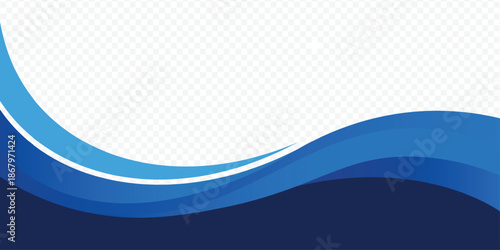 Abstract blue gradient wave on a transparent template banner background
