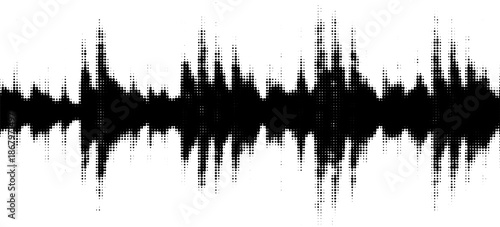 Vector retro grunge sound wave pattern. Audio equalizer halftone design with pulse effect