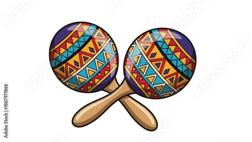 Colorful traditional maracas with vibrant geometric patterns