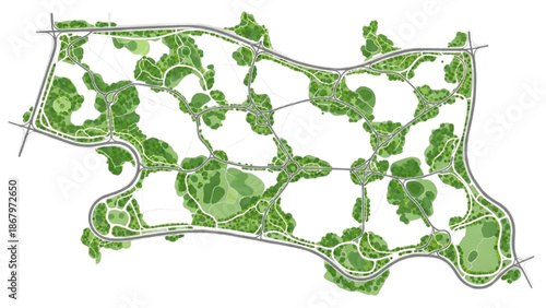 Green Space Development and Urban Planning - Aerial View of a Park Design