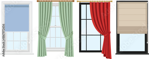 Window treatments including curtains, blinds and shades
