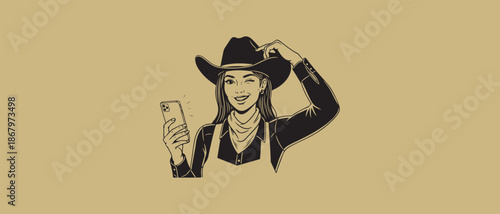 Cowgirl taking a selfie with a wink and a smile