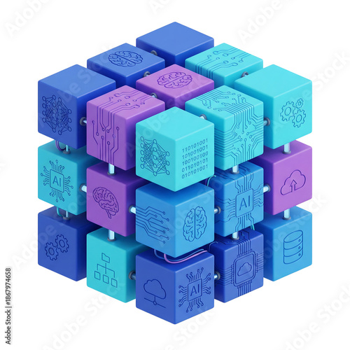 Vibrant 3D cubes representing artificial intelligence concepts