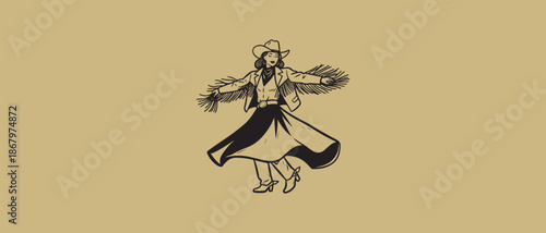 Powerful cowgirl with raised fist symbolizing strength and determination