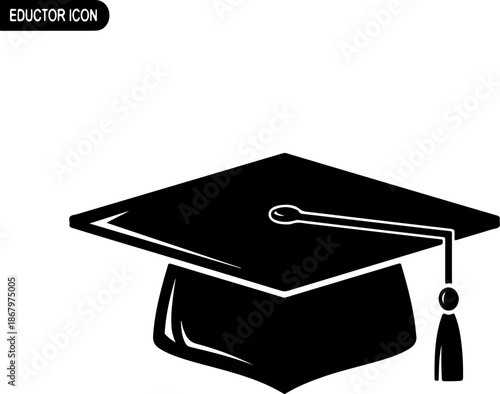 Graduation hat black silhouette Vector illustration