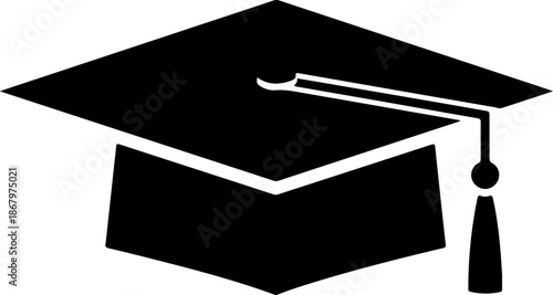 Graduation hat black silhouette Vector illustration