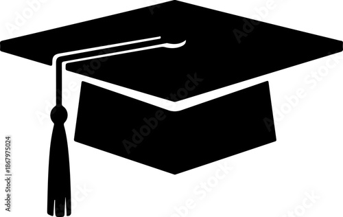 Graduation hat black silhouette Vector illustration