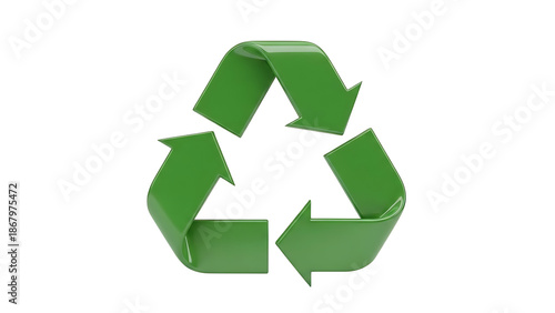 A green recycling symbol on transparent background