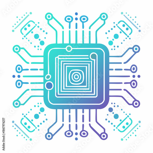Minimalist Quantum Chip Vector with Entanglement Connectivity Isolated on White