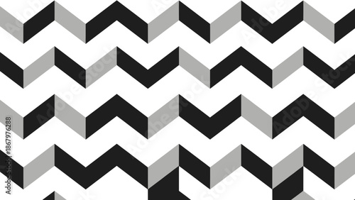 Black and white 3D chevron pattern on white background.