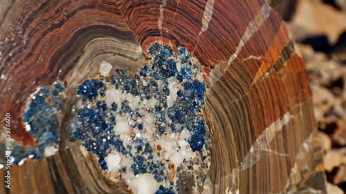 Exquisite ancient petrified wood displays vibrant mineralized patterns and intricate natural formations