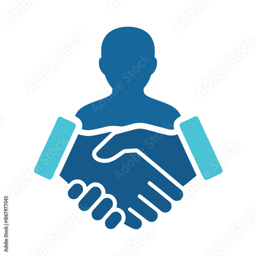 blue handshake between two people