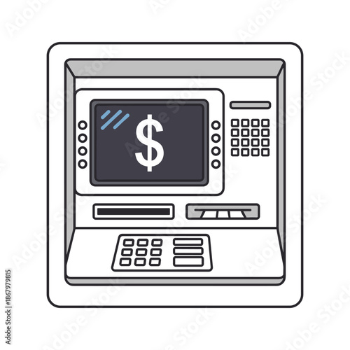 Modern atm machine displaying dollar symbol Vector