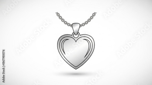 A minimalist heart-shaped pendant necklace with a sleek chain on a white background