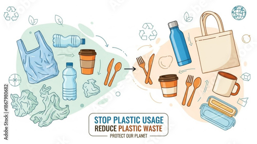 Eco friendly living with reusable products and recycling