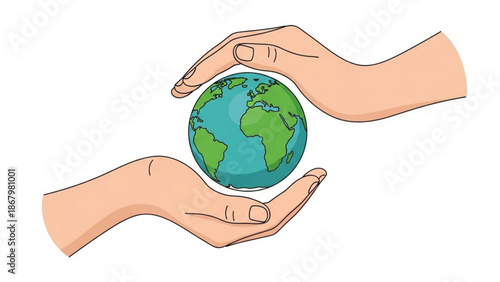 Hands cradling the Earth globe with care and protection