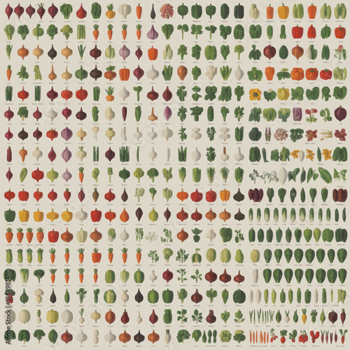 Ultimate Vintage Vegetable Botanical Chart – 400+ Heirloom Varieties Illustration