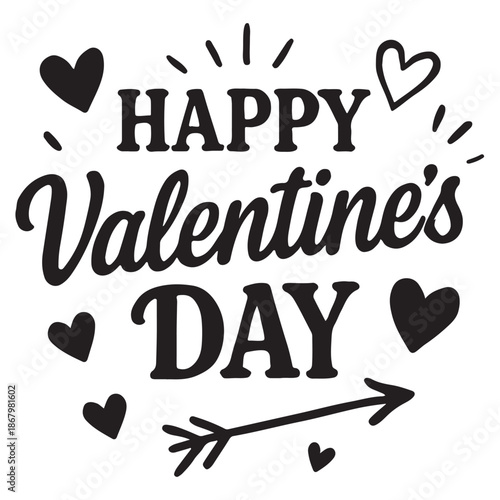 Happy Valentine’s Day Typography with Hand-Drawn Doodle for T-Shirt Design