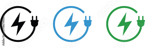 Car charging point icon in vector style with green energy plug symbol, ev car and hybrid vehicle charging station illustration, eco friendly concept design on transparent background suitable for apps,