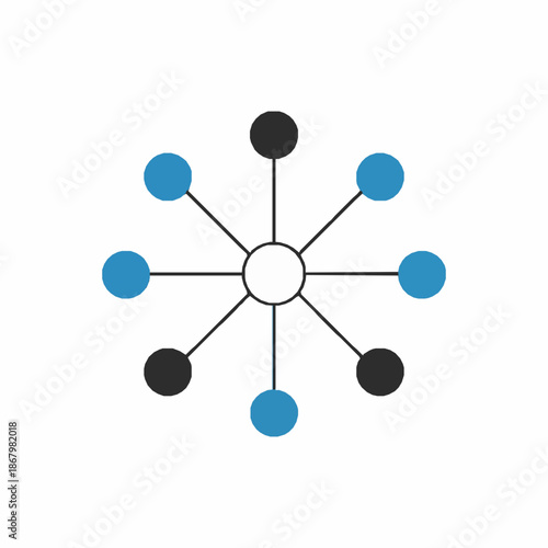 Hub and spoke social network nodes vector illustration representing digital connections isolated on white
