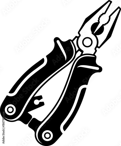 Multi tool pliers hand tool silhouette vector illustration