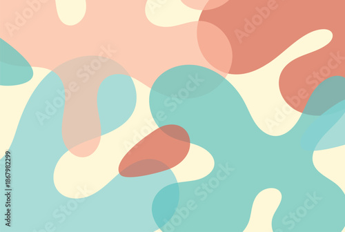 Abstract organic shapes in pastel colors flow across a light background, forming a modern pattern illustration suited for branding, marketing materials, education graphics, and lifestyle design use.