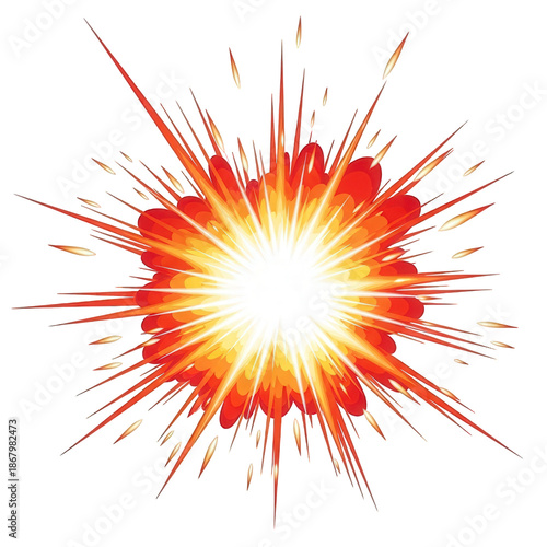 Vibrant explosion with dynamic orange and yellow burst
