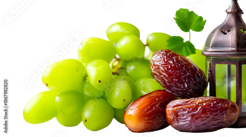 A Festive Iftar Table Presents Middle Eastern Meals Isolated on White PNG