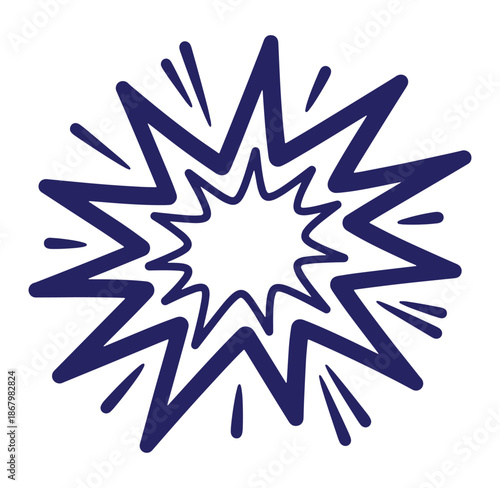 Bold blue comic book style explosion vector illustration isolated on white background