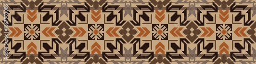 Seamless Aztec geometric pattern, fabric design element.