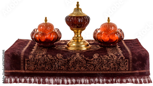 A Traditional Iftar Table Displays Complete Ramadan Dishes Isolated on White PNG