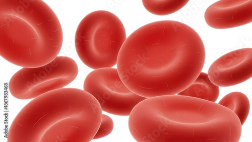 Red blood cells flowing through bloodstream on black background