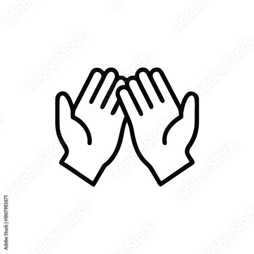 Ramadan Prayer Hands Line Icon Islamic Spiritual