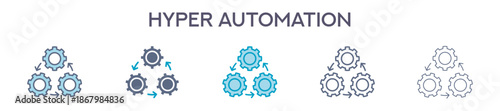 Hyper Automation Element For Design Graphic - Multi Styles. Vector Illustration Of Two Colored And Black. Multiple Icons Designs Can Be Used For Mobile, Ui, Web 
