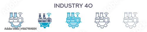 Industry 40 Element For Design Graphic - Multi Styles. Vector Illustration Of Two Colored And Black. Multiple Icons Designs Can Be Used For Mobile, Ui, Web 
