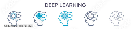 Deep Learning Element For Design Graphic - Multi Styles. Vector Illustration Of Two Colored And Black. Multiple Icons Designs Can Be Used For Mobile, Ui, Web 
