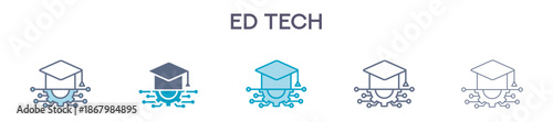 Ed Tech Element For Design Graphic - Multi Styles. Vector Illustration Of Two Colored And Black. Multiple Icons Designs Can Be Used For Mobile, Ui, Web 
