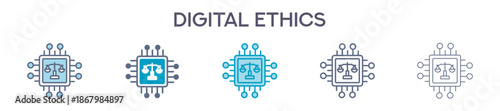 Digital Ethics Element For Design Graphic - Multi Styles. Vector Illustration Of Two Colored And Black. Multiple Icons Designs Can Be Used For Mobile, Ui, Web 
