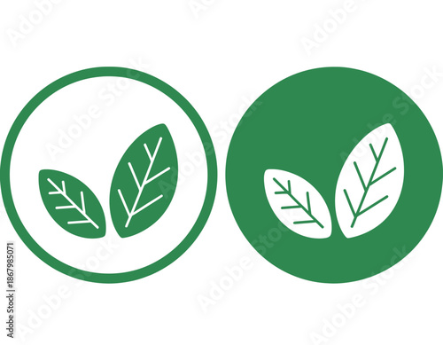 Two Green Circular with White Leaf Inside circle nature