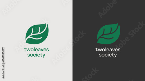 Two Minimal Leaf with Text on Light and Dark Backgrounds green white black