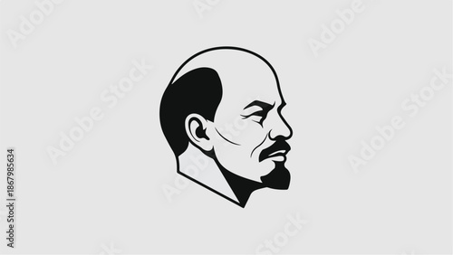 Black and white portrait of Vladimir Lenin in profile.