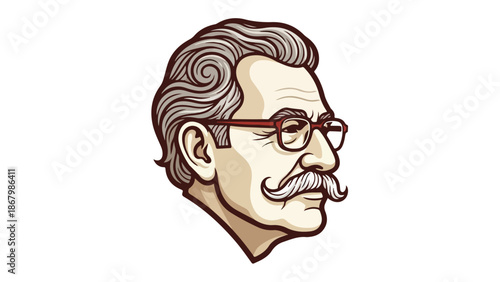 Portrait of a distinguished gentleman with glasses and a mustache.